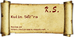 Kulin Sára névjegykártya